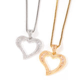 Iced Out Crystal Heart Pendant Necklace Women Valen...