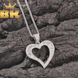 Iced Out Crystal Heart Pendant Necklace Women Valen...