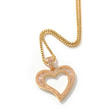 Iced Out Crystal Heart Pendant Necklace Women Valen...