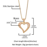 Iced Out Crystal Heart Pendant Necklace Women Valen...