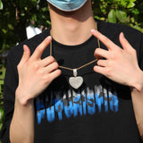 Large Heart Shape Photo Locket Pendant Tennis Memory Jewelry