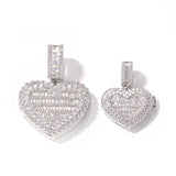 Large Heart Shape Photo Locket Pendant Tennis Memory Jewelry