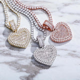 Large Heart Shape Photo Locket Pendant Tennis Memory Jewelry
