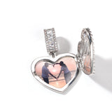 Large Heart Shape Photo Locket Pendant Tennis Memory Jewelry