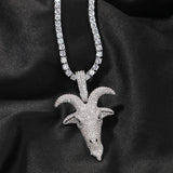THE BLING KING Goat Pendant Necklace Full Iced Out Cubic Zirconia CZ Stone