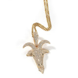 THE BLING KING Goat Pendant Necklace Full Iced Out Cubic Zirconia CZ Stone