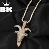 THE BLING KING Goat Pendant Necklace Full Iced Out Cubic Zirconia CZ Stone
