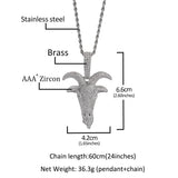THE BLING KING Goat Pendant Necklace Full Iced Out Cubic Zirconia CZ Stone