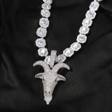 THE BLING KING Goat Pendant Necklace Full Iced Out Cubic Zirconia CZ Stone