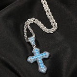 THE BLING KING Sky Cross Pendant Necklace Full Iced Out CZ Stone