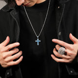 THE BLING KING Sky Cross Pendant Necklace Full Iced Out CZ Stone