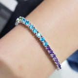 4mm CZ Tennis Bracelet Copper Round Stones Purple 7inch Jewelry