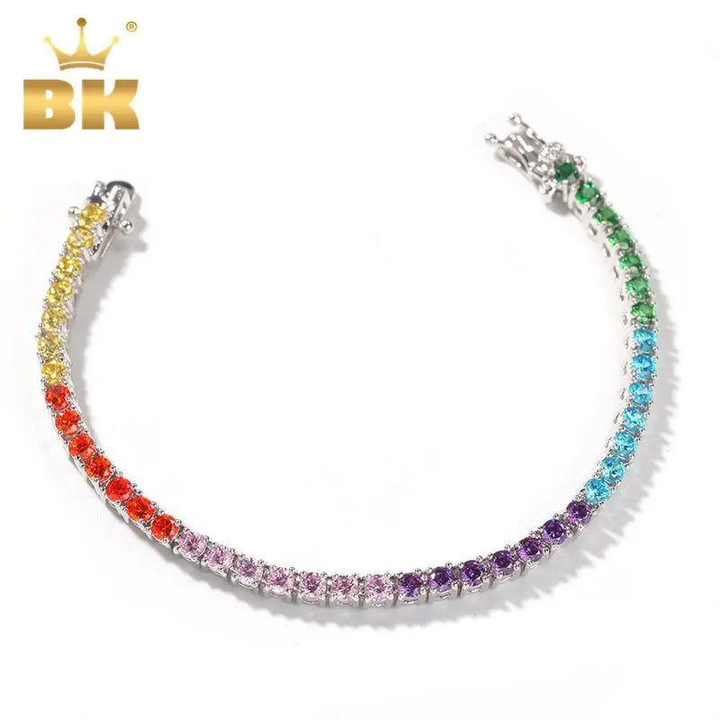 4mm CZ Tennis Bracelet Copper Round Stones Purple 7inch Jewelry