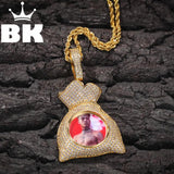 Bling King Heart Wallet Pendant Hip Hop Iced Out CZ Goldplated