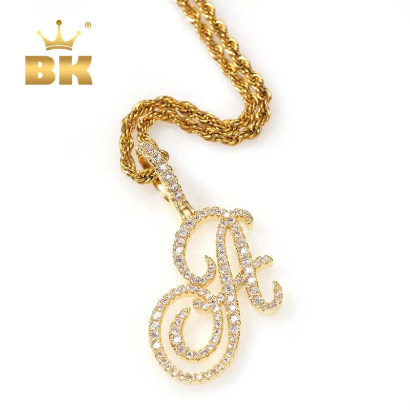 BLING KING Initial Letter Pendant Necklace Cubic Zirconia Men Women Jewelry