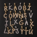 Bling King Baguette Letter Pendant Necklace Initial Letters Hiphop Jewelry