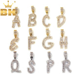 Bling King Baguette Letter Pendant Necklace Initial Letters Hiphop Jewelry