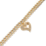 Blingking CZ Zircon Anklets, Hollow Heart Charm Chain for Women
