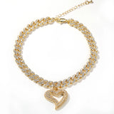 Blingking CZ Zircon Anklets, Hollow Heart Charm Chain for Women