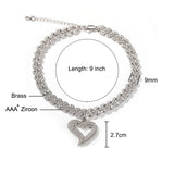 Blingking CZ Zircon Anklets, Hollow Heart Charm Chain for Women
