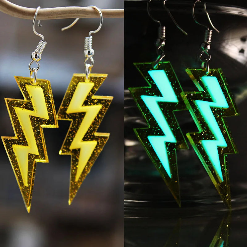 Glow in the Dark Thunder Lightning Ear Cuff Resin Clip Earrings