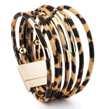 Lady Leather Bracelet Magnetic Buckle Multilayer Wrapped Wide Bracelet Jewelry