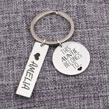 Auntie's Personalized Keychain Set - Engraved Name Pendant Gift