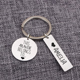 Auntie's Personalized Keychain Set - Engraved Name Pendant Gift
