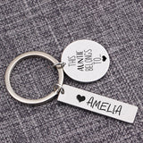 Auntie's Personalized Keychain Set - Engraved Name Pendant Gift