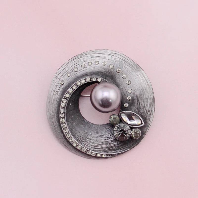 Vintage Pearl Rhinestone Brooch Wedding Party Jewelry