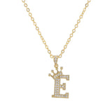 Zircon Crown Letter Necklace Choker Pendant Jewelry