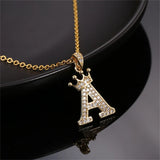 Zircon Crown Letter Necklace Choker Pendant Jewelry