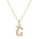 Zircon Crown Letter Necklace Choker Pendant Jewelry