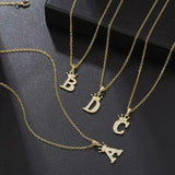 Zircon Crown Letter Necklace Choker Pendant Jewelry
