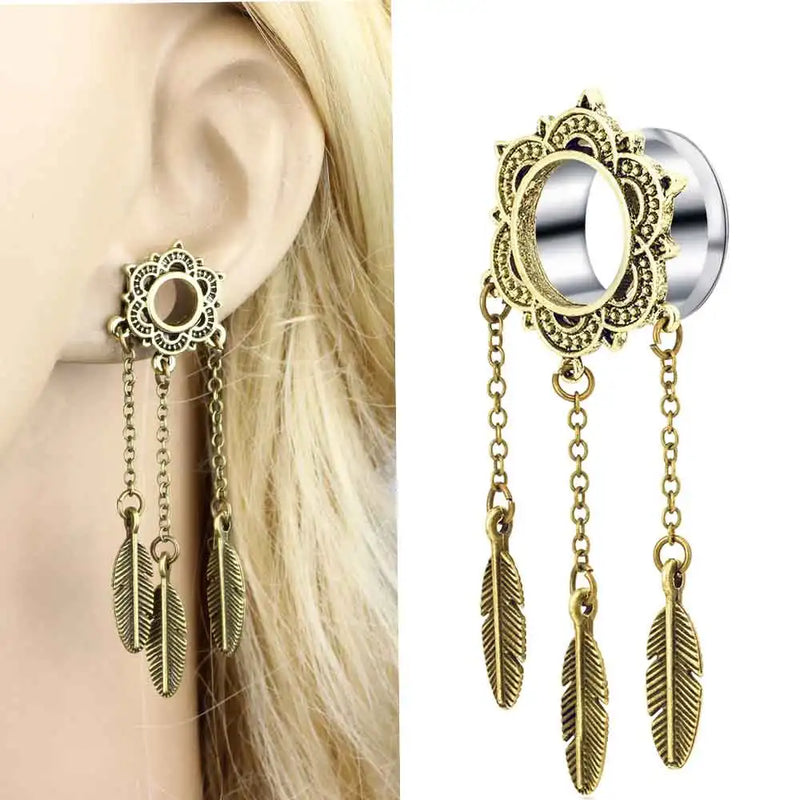 Stainless Steel Double Flared Ear Gauges Flesh Tunnels Ear Stretcher