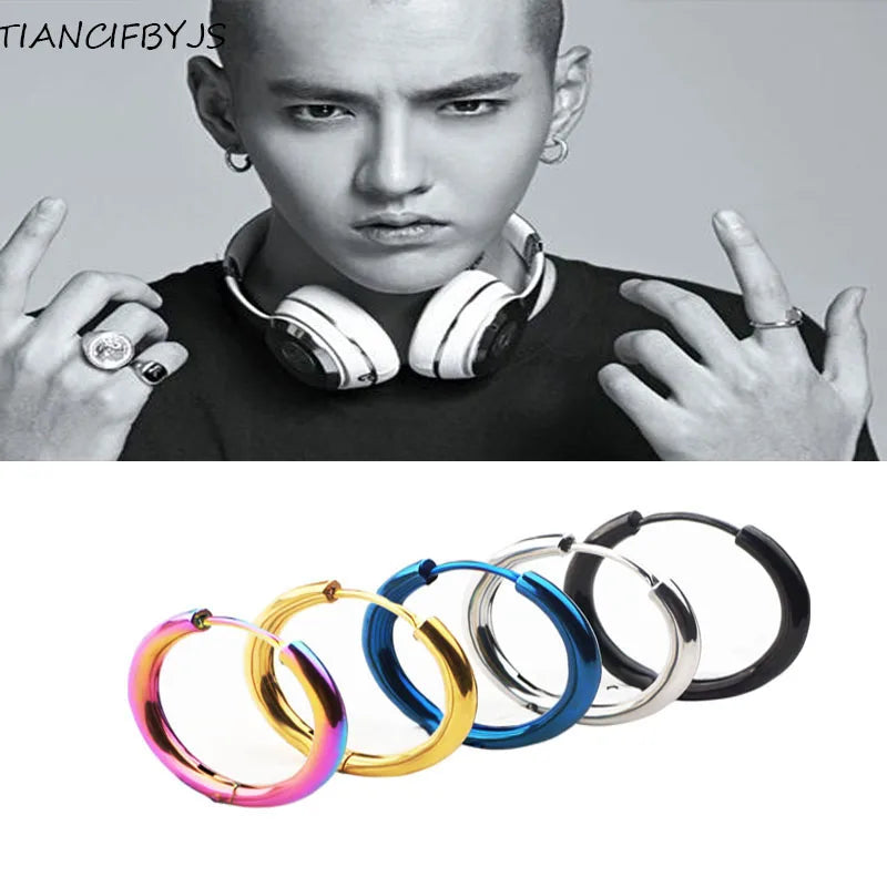 High Polish Stainless Steel Hoop Earrings