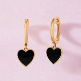 Enamel Heart Stud Dangle Earrings for Women Plated Piercing Hoop