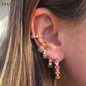 Zircon Drop Hoop Earrings Set for Women