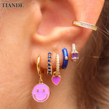 Enamel CZ Zircon Hoop Earrings for Women