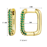 Green Zircon Hoop Drop Earrings & Ear Cuff Set