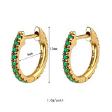 Green Zircon Hoop Drop Earrings & Ear Cuff Set
