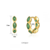 Green Zircon Hoop Drop Earrings & Ear Cuff Set