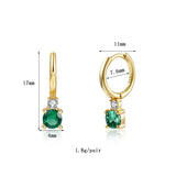 Green Zircon Hoop Drop Earrings & Ear Cuff Set