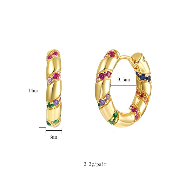CZ Zircon Plated Hoop Earrings for Women