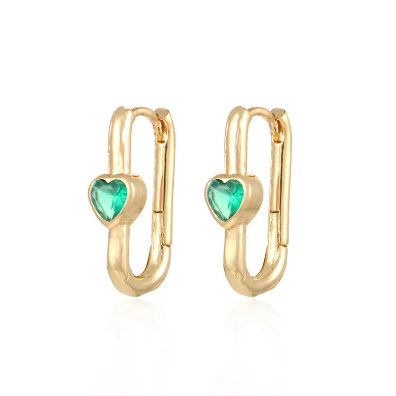 CZ Heart Hoop Earrings for Women