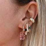 CZ Heart Hoop Earrings for Women