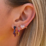 CZ Heart Hoop Earrings for Women