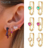 CZ Heart Hoop Earrings for Women