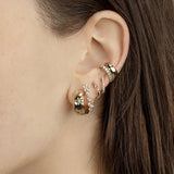 Plated Star Big Hoop Earrings CZ Zircon Party Jewelry Accessories