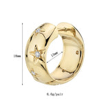 Plated Star Big Hoop Earrings CZ Zircon Party Jewelry Accessories